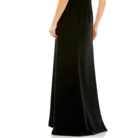 MAC DUGGAL CUTOUT EMBELLISHED SHORT SLEEVE COLUMN BLACK GOWN sz 2 - Picture 6 of 6